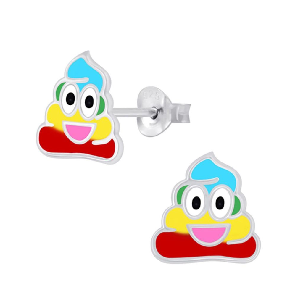 Kinder Ohrringe Silber 925 Ohrstecker Kacke | 9 mm x 10 mm