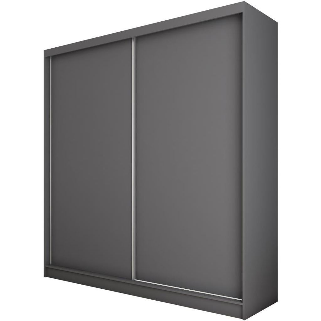 BEAUTYSOFA | Kleiderschrank MARIO II 200 cm Graphite – Moderner Schrank ohne Spiegel, mit Schiebetüren und Schubladen, Minimalistisches Design