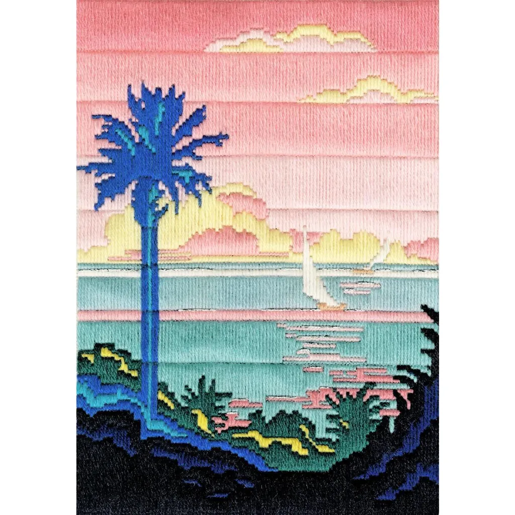 Kit Broderie Canevas Pré-imprimé English Riviera au Point Long 19x27