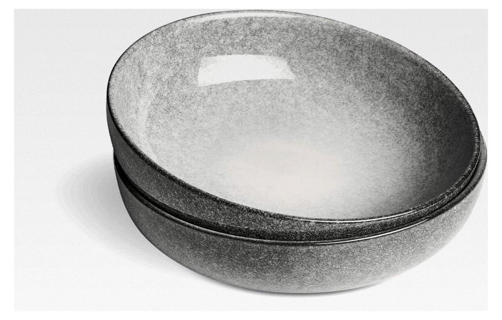 Suppenteller-Set Misty Cliff 2er-Set, Steingut, Grau