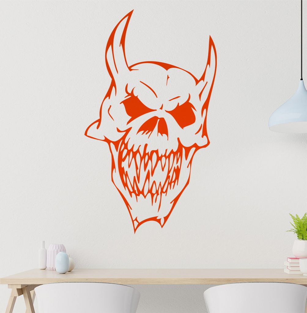 teuflische Fratze Wandtattoo in 6 Größen - Wandaufkleber Wall Sticker - Dekoration, Küche, Wohnzimmer, Schlafzimmer, Badezimmer