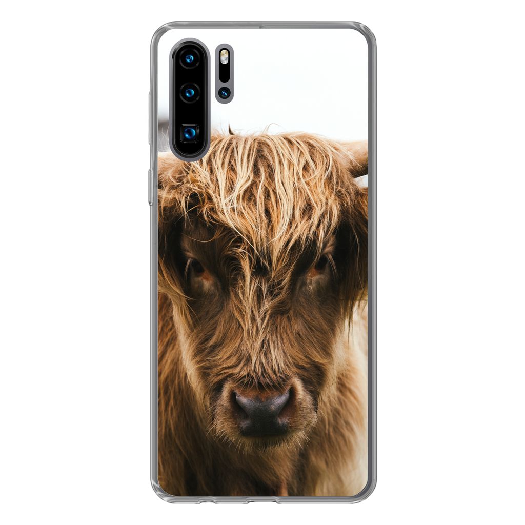 MuchoWow Handyhülle Schutzhülle Hülle für Huawei P30 Pro Schottischer Highlander - Kuh - Gras - Tiere - Natur Silikon Softcase Handy Hülle -...