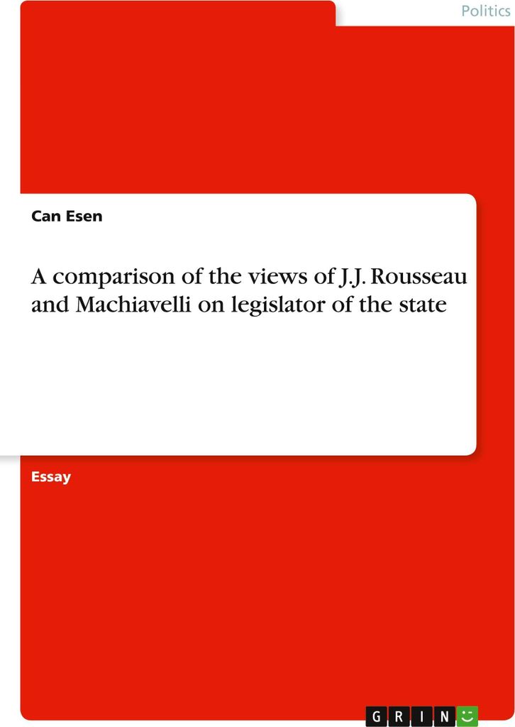 A comparison of the views of J.J. Rousseau and Machiavelli on legislator of the state