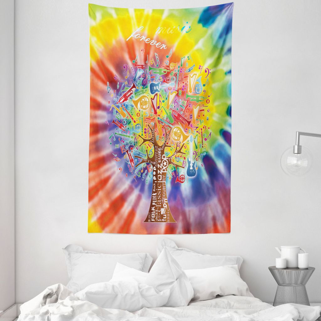 ABAKUHAUS Bunt Wandteppich und Tagesdecke, Musik Baum Instruments aus Weiches Mikrofaser Stoff Waschbar ohne Verblassen Digitaldruck, 140 x 230 cm,...