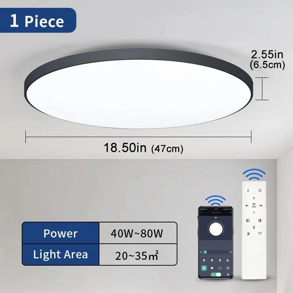 Plafonnier Connecté Intensité Variable pour Éclairage de Chambre et Bureau - 2