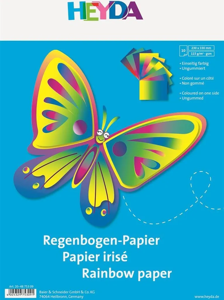 Heyda 204875309 Papier Arc-en-Ciel 130g/m² Lot de 25 Feuilles A4