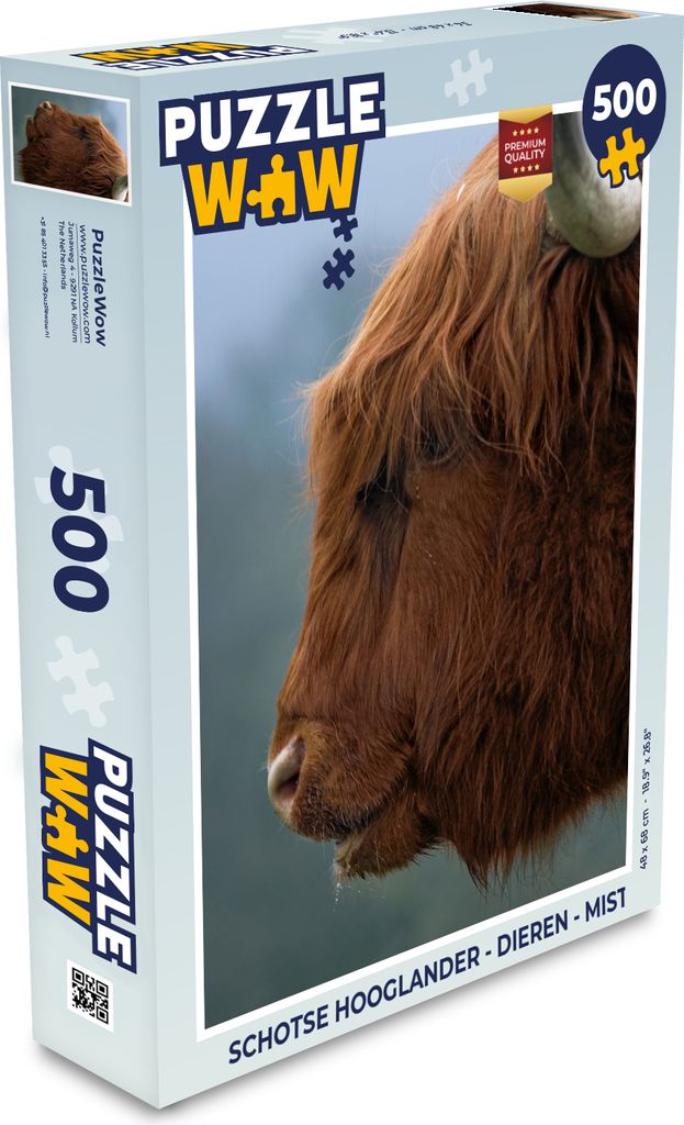MuchoWow Puzzle 500 Teile Schottische Highlander - Tiere - Nebel - 500 Teile - Kinder - Selberbauen - Puzzlespiele