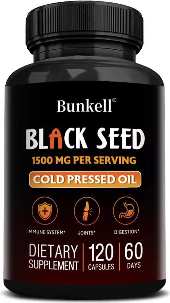Black Seed Oil 1500mg (120 Kapseln) Nahrungsergänzungsmittel, Haut, Haare, Verdauung, Detox, Immunsystem, Leber, Entgiftung
