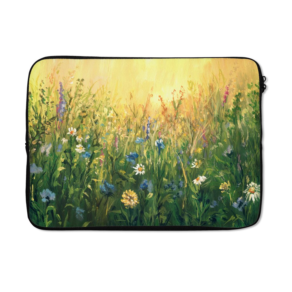 MuchoWow Laptop Hülle 13 Zoll Blumen - Aquarell - Sonne Laptoptasche - Laptophülle - Sleeve - Rundumschutz