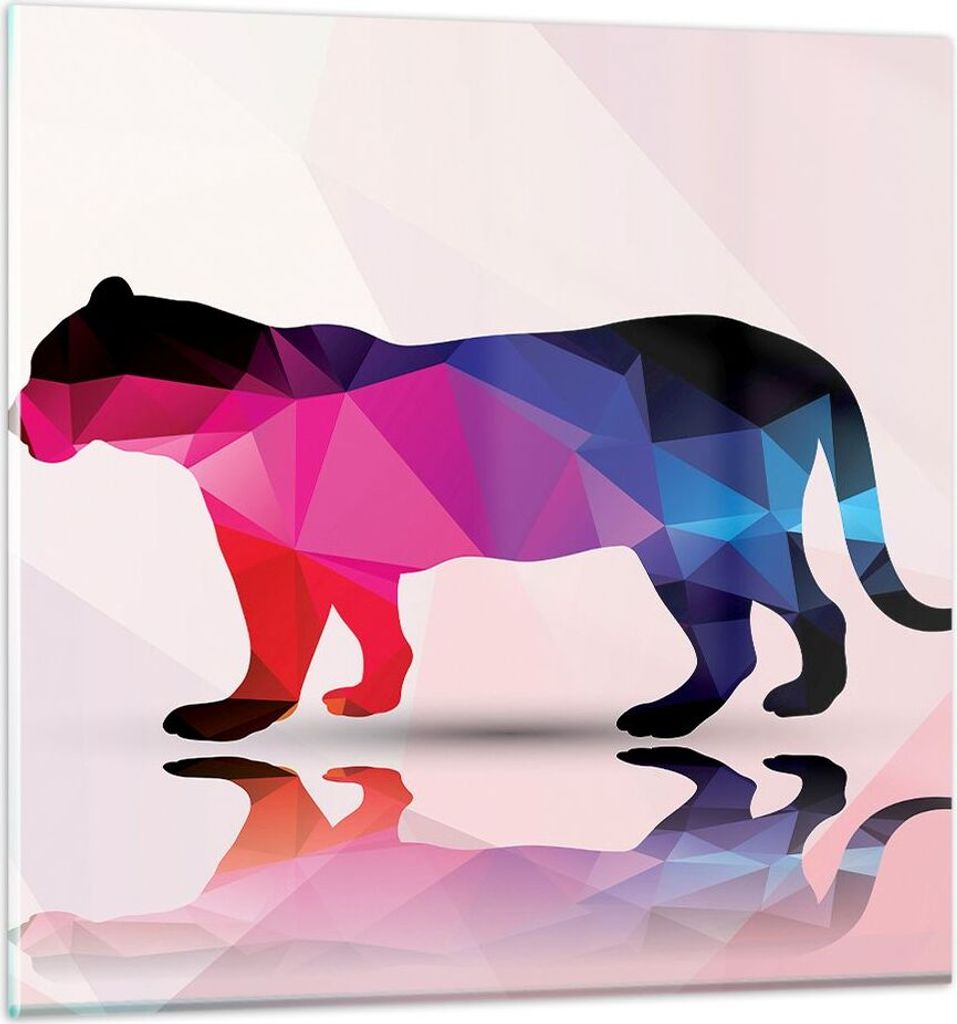 Bilder auf glas - Tiger Illustration modern Grafik - 70x70cm - Glasbilder - Wandbilder - Kunstdruck - zum Aufhängen bereit - Wanddekoration aus Gl...