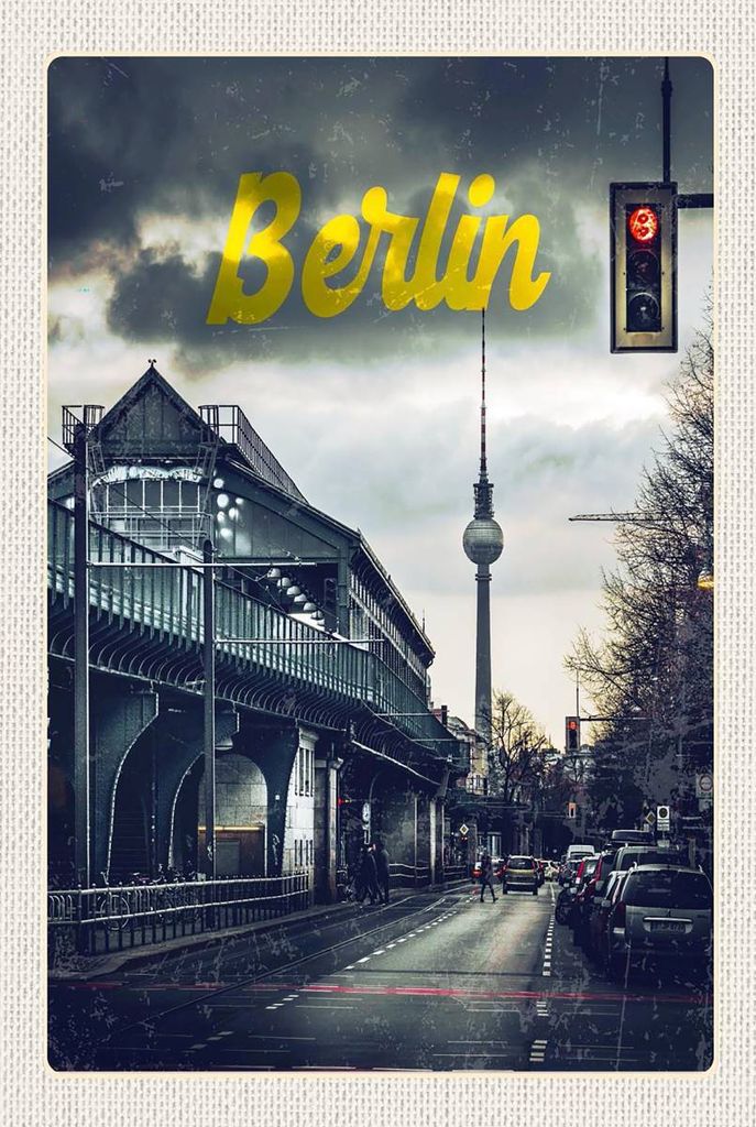 vianmo Holzschild 18x12 cm Berlin Deutschland Mittelalter Gemälde Bildmotiv Reisemotiv Abenteuer Reisen
