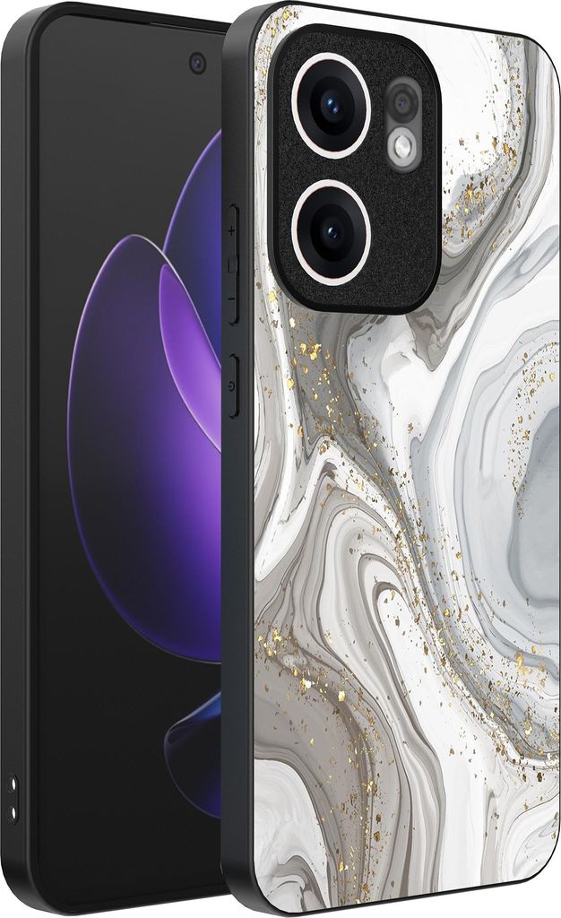 Smartphonica Telefon Fall geeignet für Oppo Reno 13F mit Marmor-Druck - TPU zurück Abdeckung Fall Marmor-Design - Silber