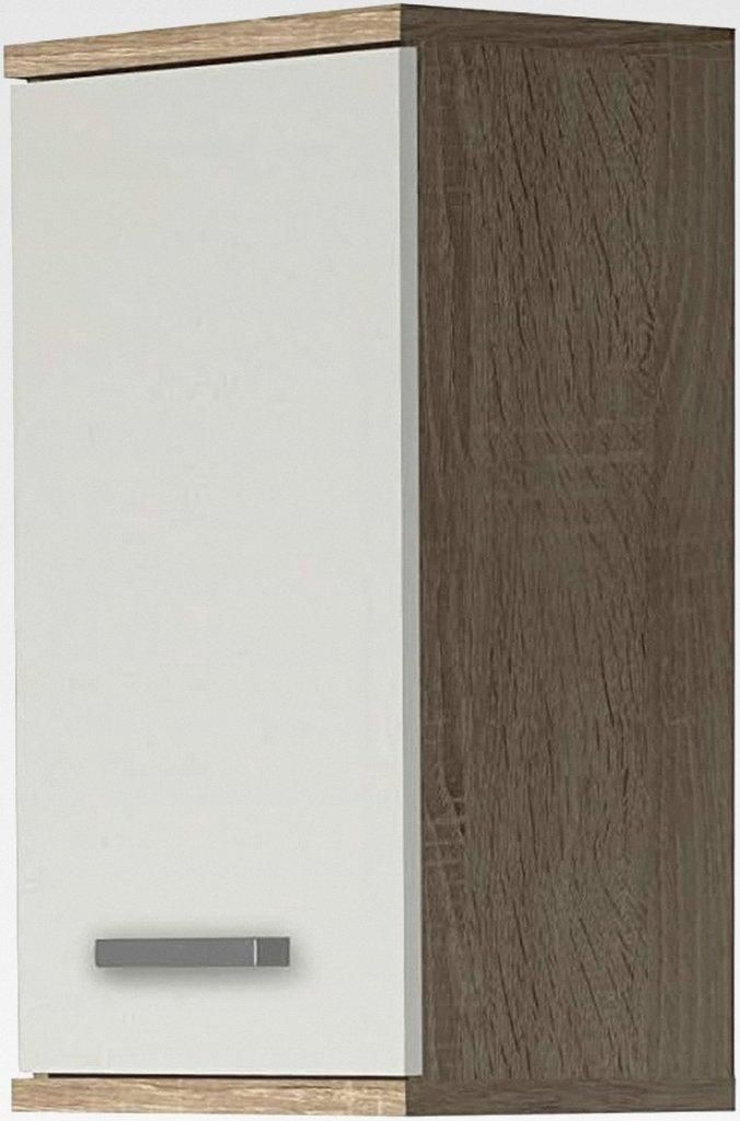 Veris Hängeschrank mit 1 Tür, Holzwerkstoff, Sonoma Eiche / Weiß Hochglanz, 68,8 x 40,2 x 29 cm