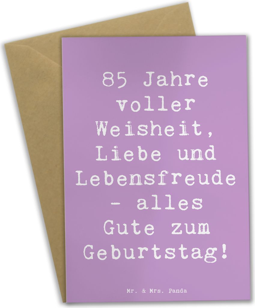 Mr. & Mrs. Panda Beileidskarte Spruch 85. Geburtstag Weise - Lavendeltraum - Geschenk, Glückwunsch, weihnachtskarten, erfülltes Leben, Feier, hoc...