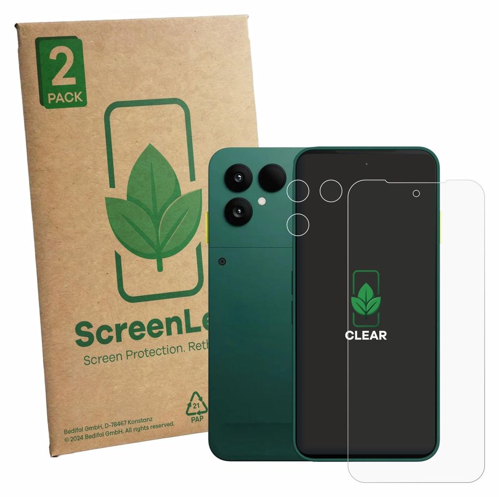 2x ScreenLeaf Schutzfolie für Fairphone 6 (Display+Kamera) Produktbild 