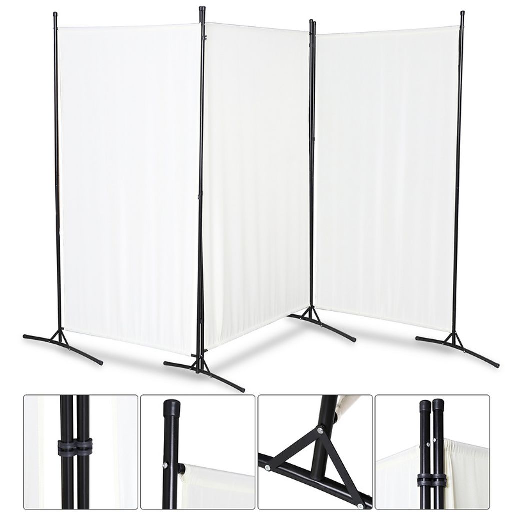 TolleTour Paravent Paravents Balkon Raumteiler mehrere Auswahl Outdoor Trennwand Wand Sichtschutz 3 teilig Beige