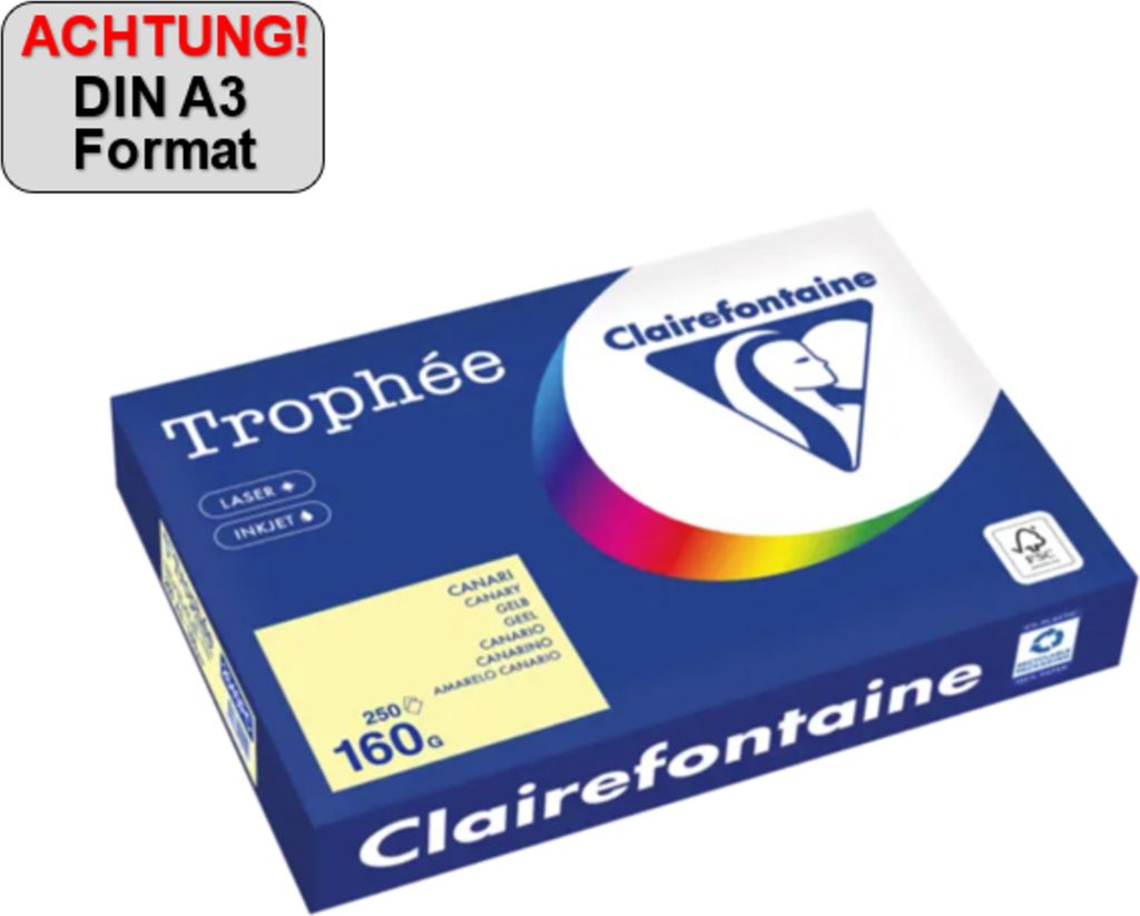 Clairefontaine Kopierpapier 2640PC A3 160g gelb 250Bl