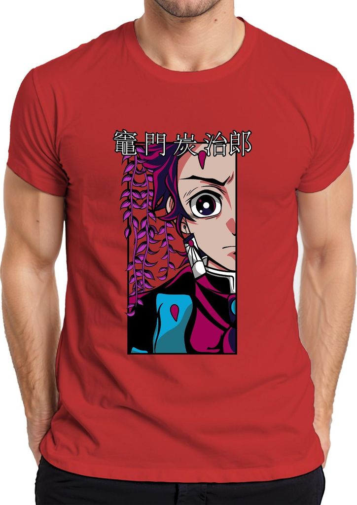 竈門炭治郎 鬼滅の刃 Anime Manga Cosplay Fan Geschenk Herren T-Shirt, Rot, L