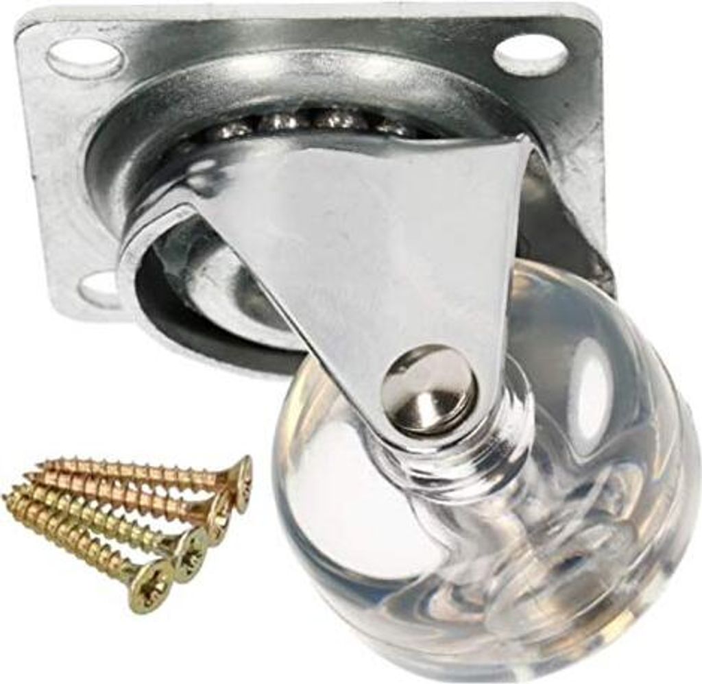 KOTARBAU Transparente Möbelrolle Ø 35 mm für alle Bodenarten Lenkrolle Gummirolle Transportrolle Sofarolle Schieberolle Werkzeugkistenrolle