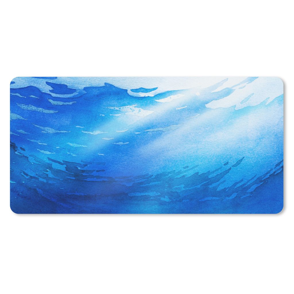 MuchoWow Schreibtischunterlage Meer - Sonne - Blau 80x40 cm - XXL Mauspad - Gaming Mauspad