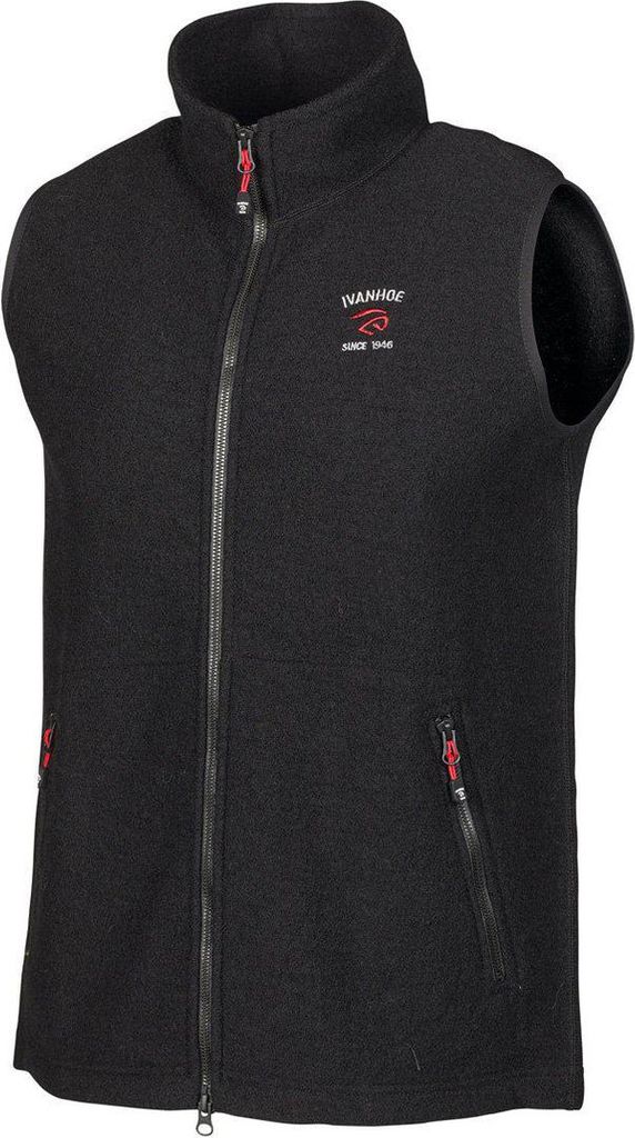 Ivanhoe Ärmellose Weste Elton Full Zip schwarz für Herren aus Wolle-schwarz