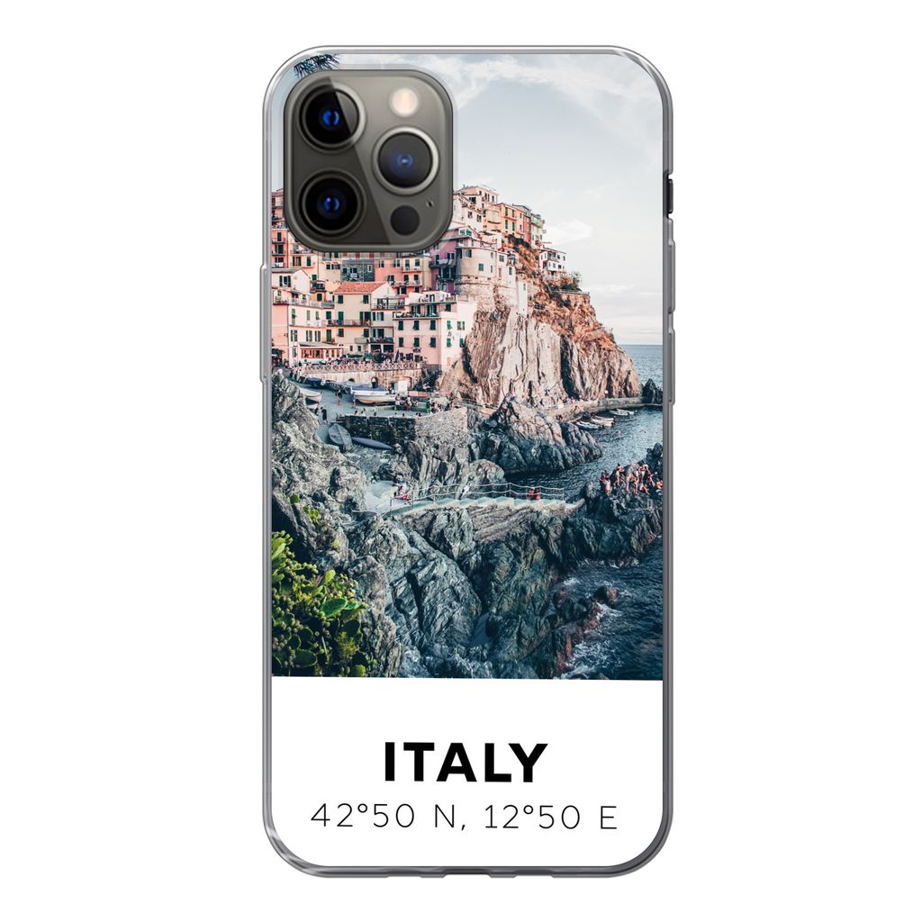 MuchoWow Handyhülle Schutzhülle Hülle für iPhone 12 Pro Cinque Terre - Italien - Amalfi - Meer Silikon Softcase Handy Hülle - Abdeckung