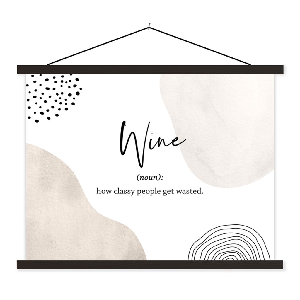 MuchoWow Textilposter Sprichwörter - Wein - Wörterbuch - Zitate - Definition von Wein 60x45 cm mit schwarzem Rahmen - Poster Schlafzimmer