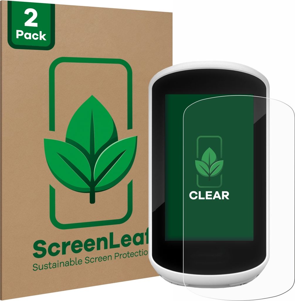 2x ScreenLeaf Schutzfolie für Garmin Edge Explore 2018 nachhaltiger Displayschutz Display Schutz Folie Klar Transparent