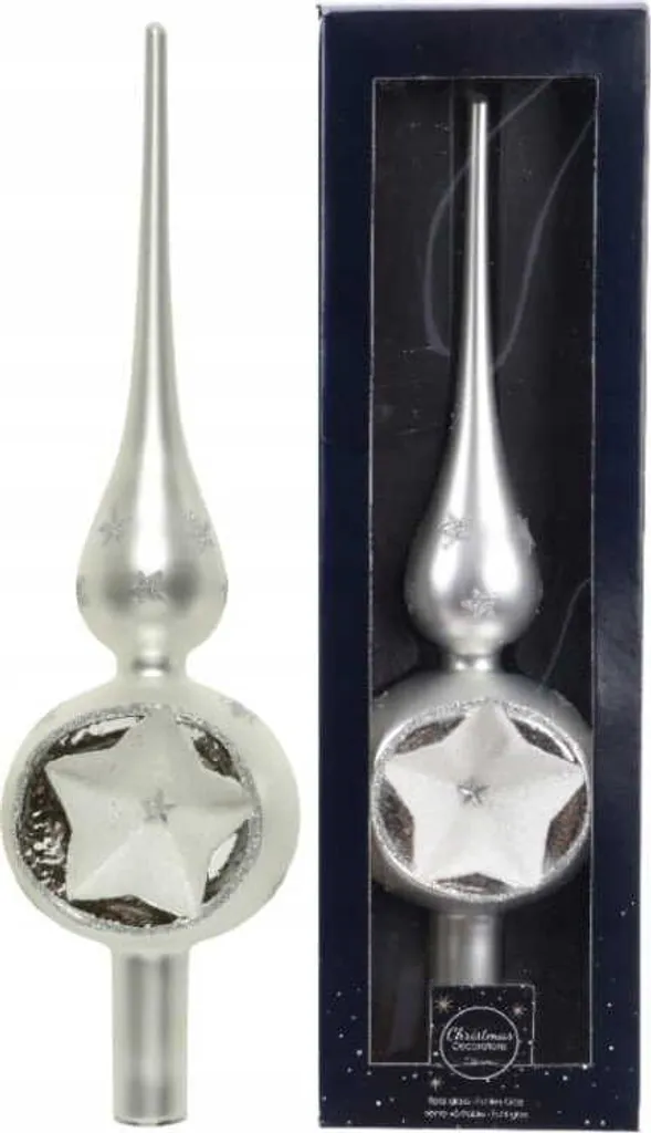Cimier de sapin argent pour décoration de Noël élégante PRGN 31 cm