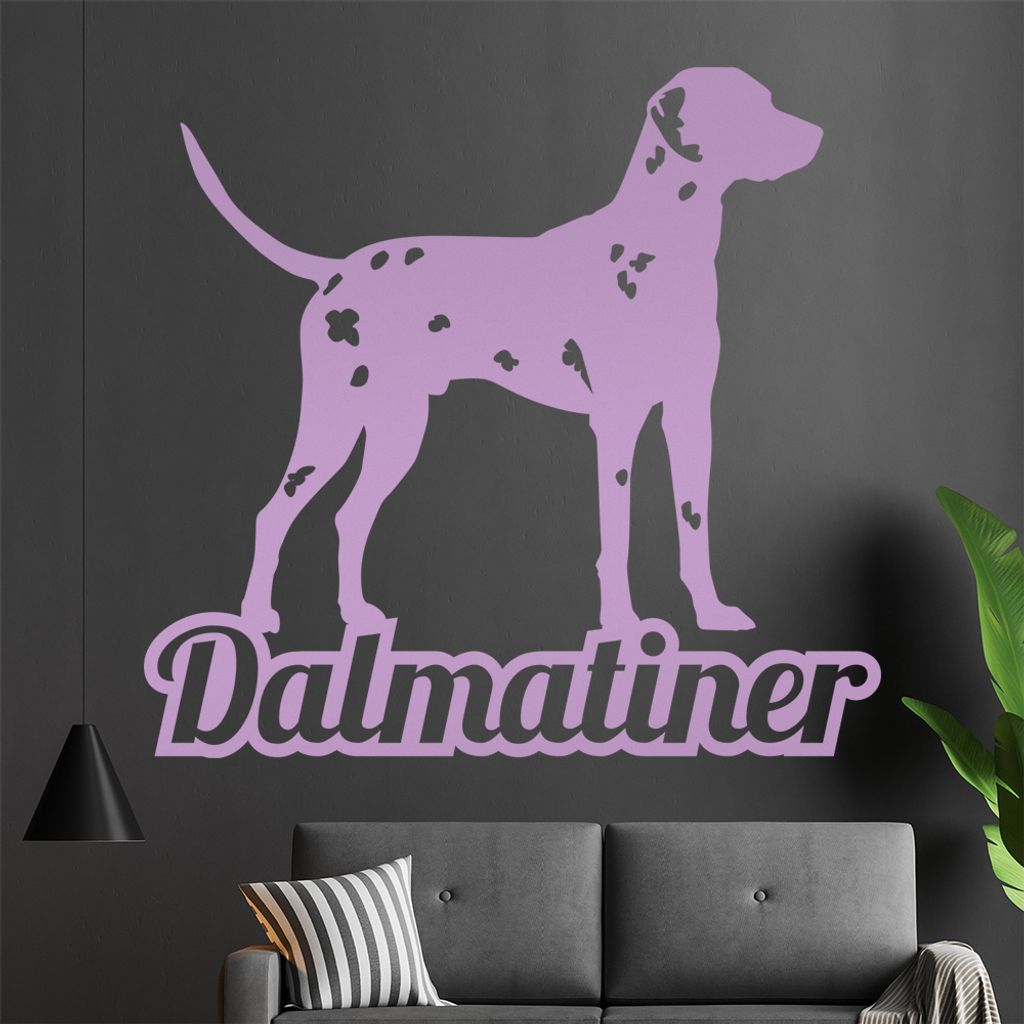 KIWISTAR Dalmatiner mit Name Silhouette Schrift Wandtattoo in 6 Größen - Wandaufkleber Wall Sticker - Dekoration, Küche, Wohnzimmer, Schlafzimme...