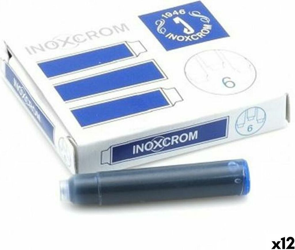 Nachfüllungstinte inoxcrom Kalligrafie-Feder Kartusche Blau 12 Stück