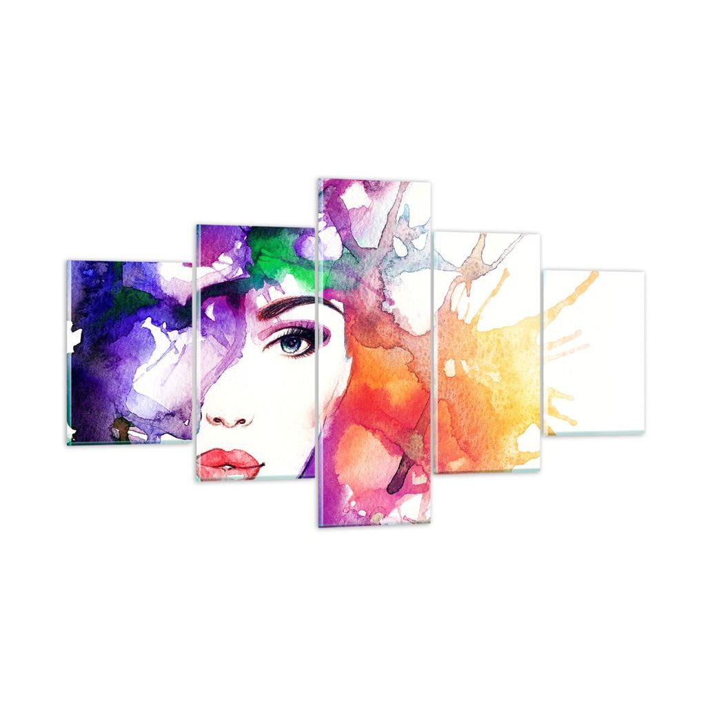Bilder auf glas - Frau Abstraktion - 125x70cm - Glasbilder - Wandbilder - Kunstdruck - zum Aufhängen bereit - Wanddekoration aus Glas - Glas Bilde...