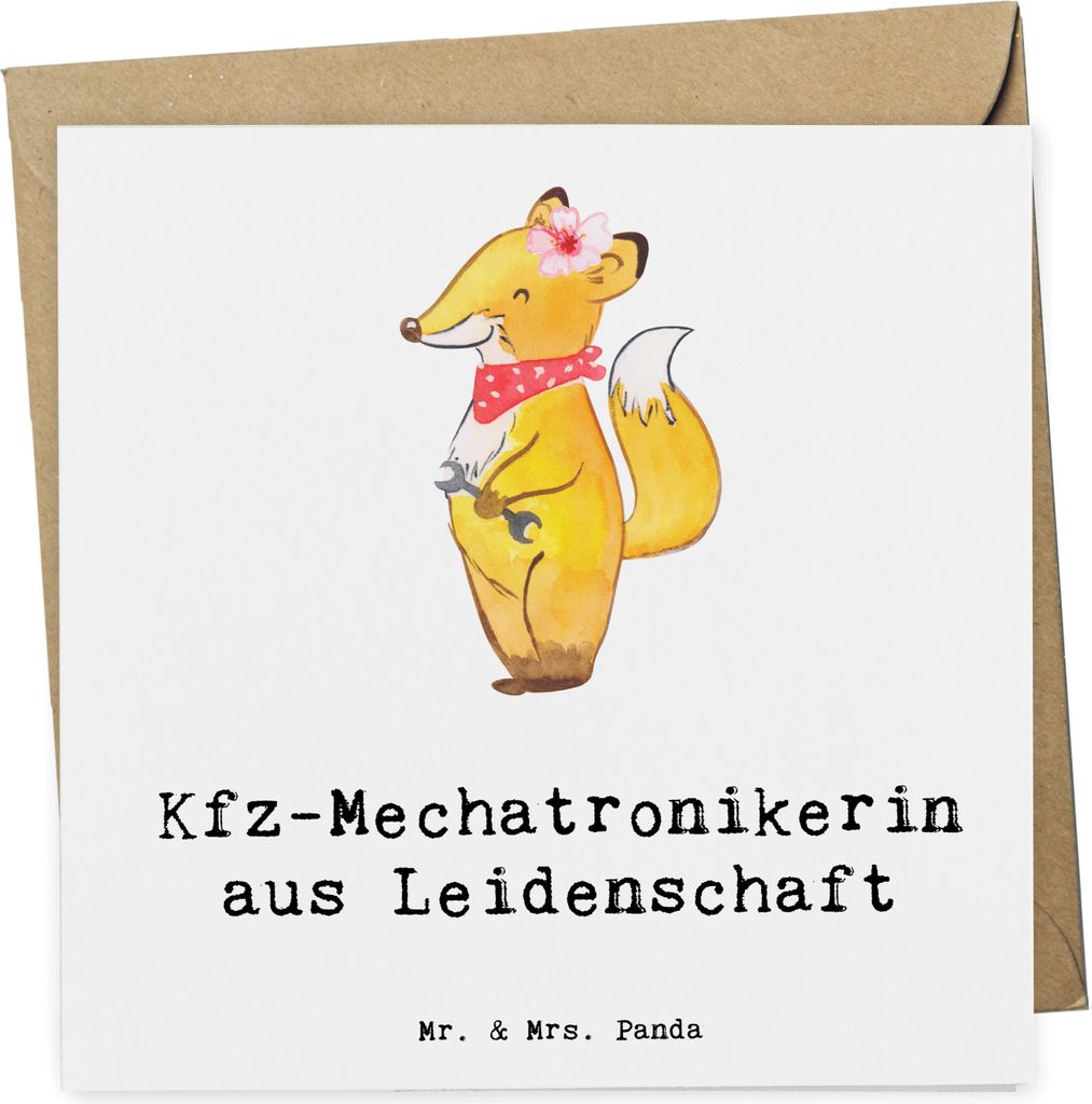 Mr. & Mrs. Panda Klappkarte Kfz-Mechatronikerin Leidenschaft - Weiß - Geschenk, faltkarte, Witzig, anlasskarte, Ausbildung, doppelkarte, Spruch, G...