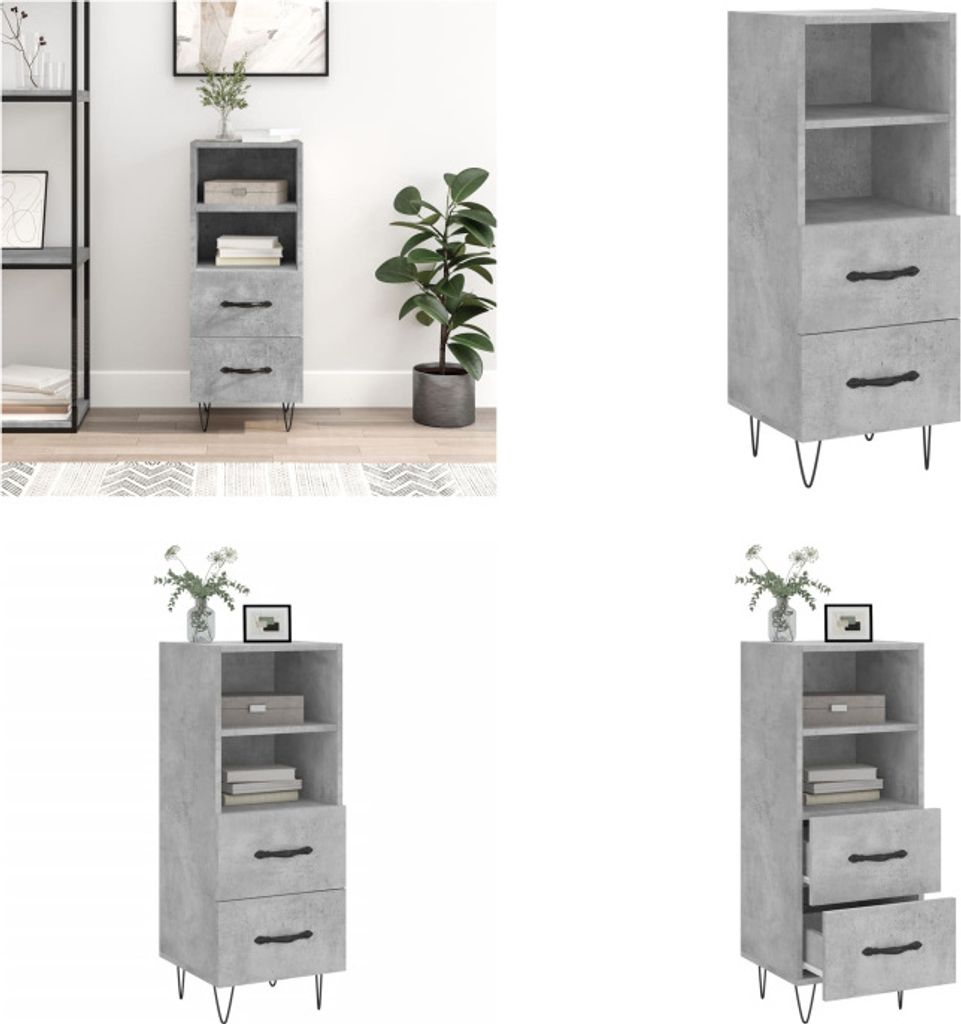 vidaXL Sideboard Betongrau 34,5x34x90 cm Holzwerkstoff - Sideboard - Sideboards - Schrank - Schränkchen