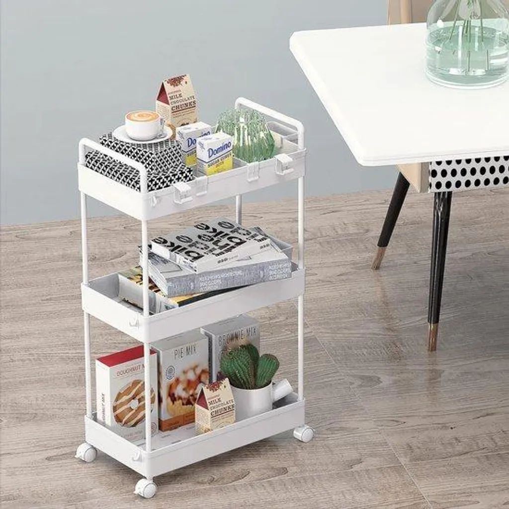 Chariot de cuisine en bois avec rangement - Desserte à roulettes 40x22x64