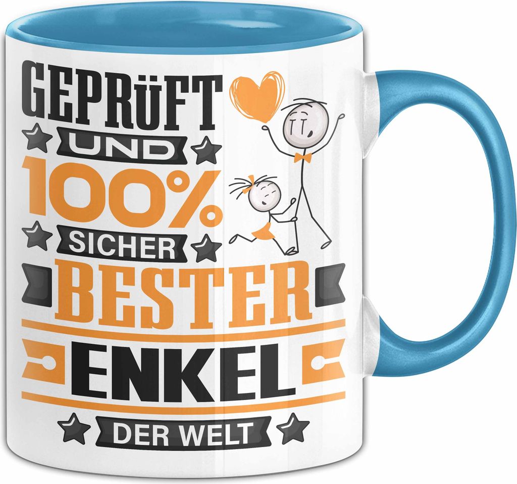 Enkel Geschenk Lustiger Spruch für Enkel Geschenkidee Bester Enkel Der Welt (Blau)