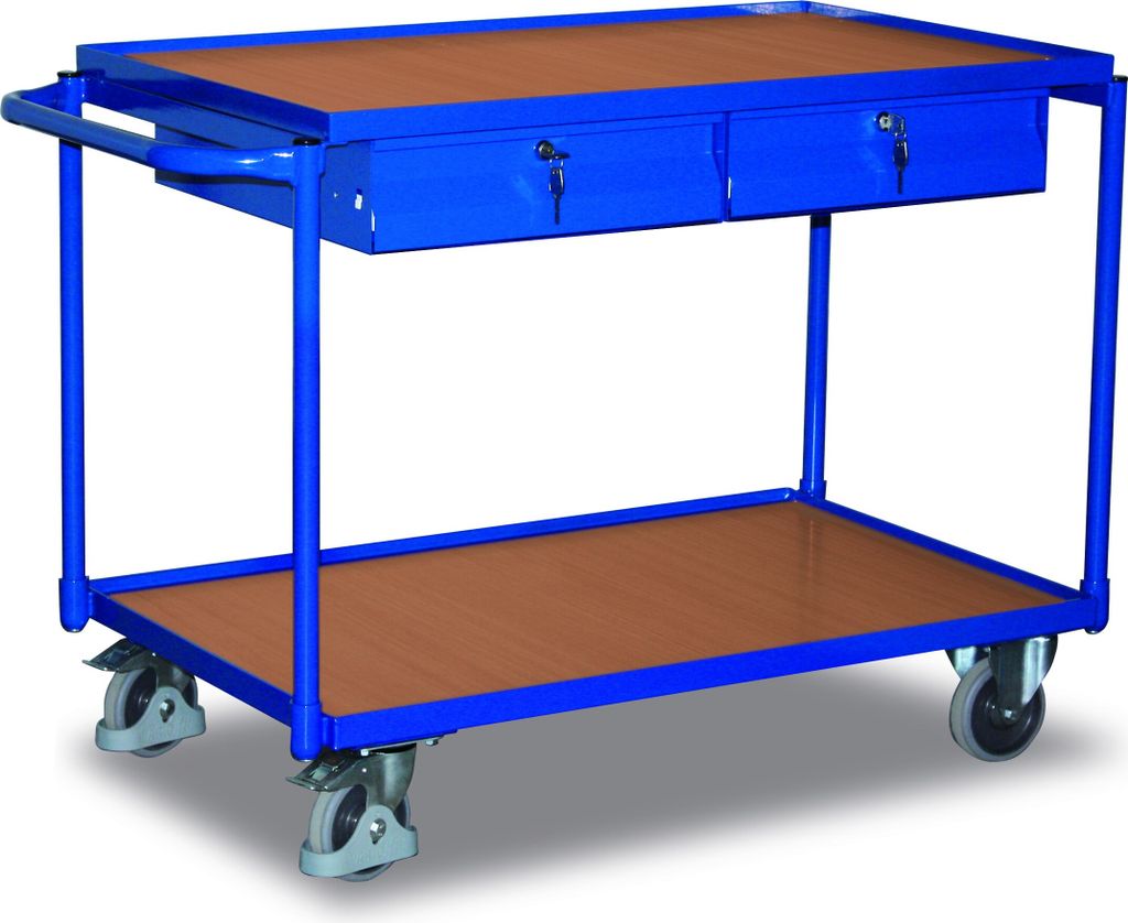 Tischwagen 250 kg mit 2 abschließbaren Schubladen + EasySTOP