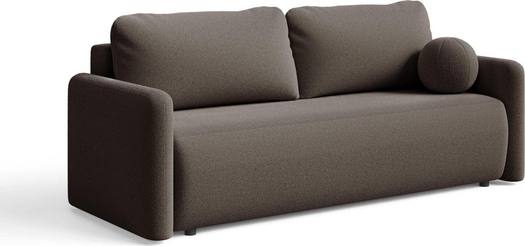 Sofa mit Schlaffunktion - Braun - Leicht zu Reinigen - mit Bettkasten - 3 Kissen im Set - Modern Sofa - 2 Sitzer Couch - LUNA