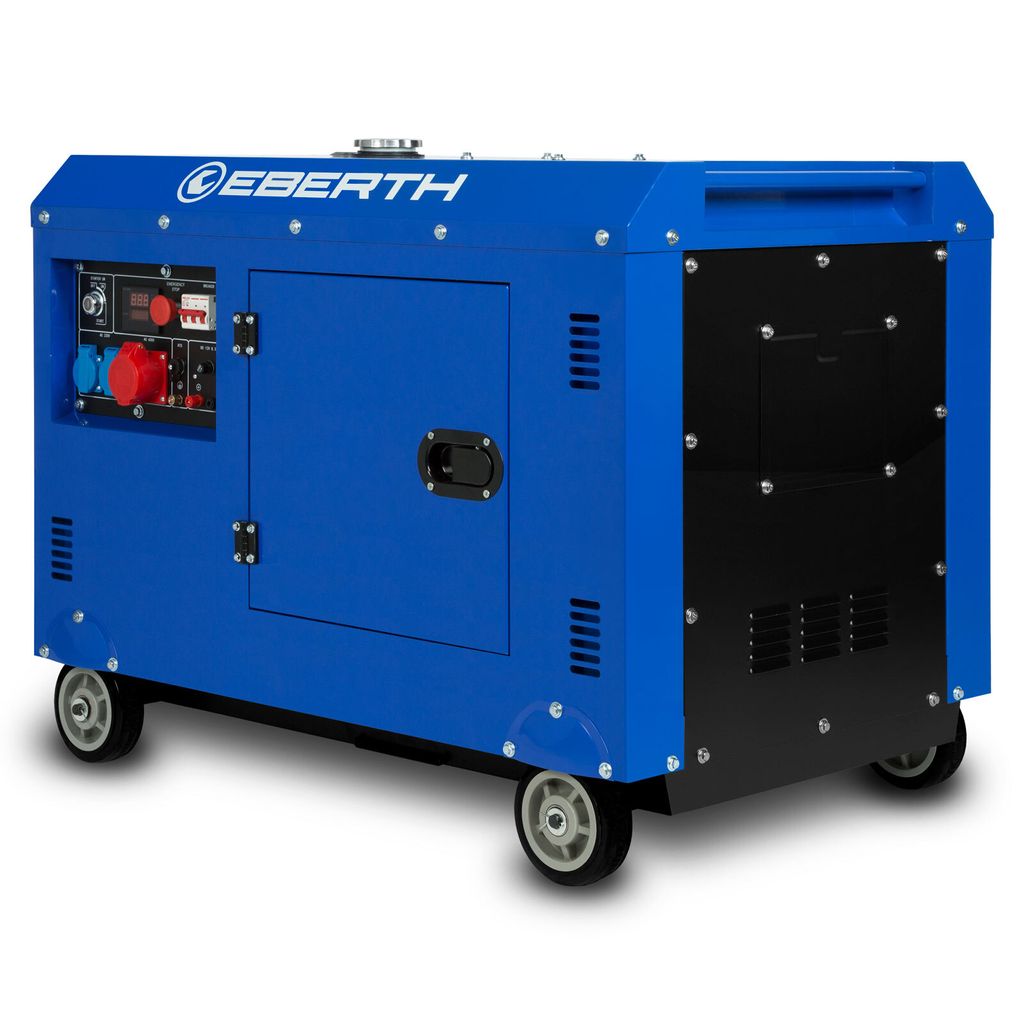 EBERTH 8000 Watt Notstromaggregat Diesel, Stromerzeuger mit 13,9 PS, 4-Takt Dieselmotor, 3-Phasen Stromgenerator mit 1x 400V, 2X 230V, 1x 12V
