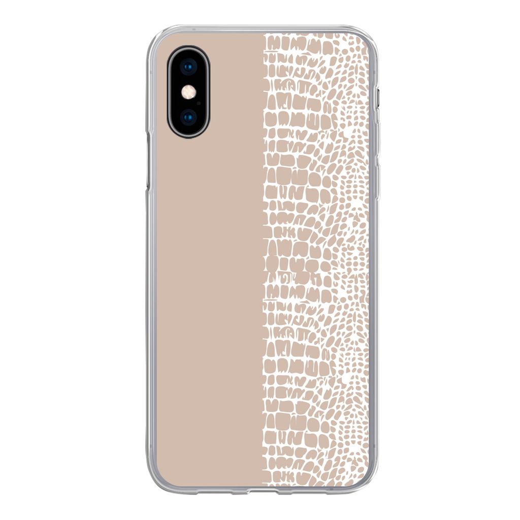 MuchoWow Handyhülle Schutzhülle Hülle für iPhone X Schlange - Design - Rosa Silikon Softcase Handy Hülle - Handyhülle
