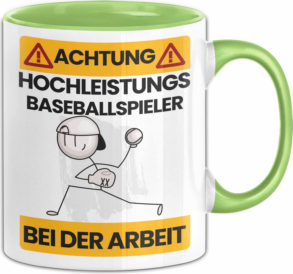 Baseballspieler Tasse Geschenk Lustiger Spruch Geschenkidee für Baseballspieler Achtung Hochleistungs Baseballspieler Bei Der Arbeit (Grün)