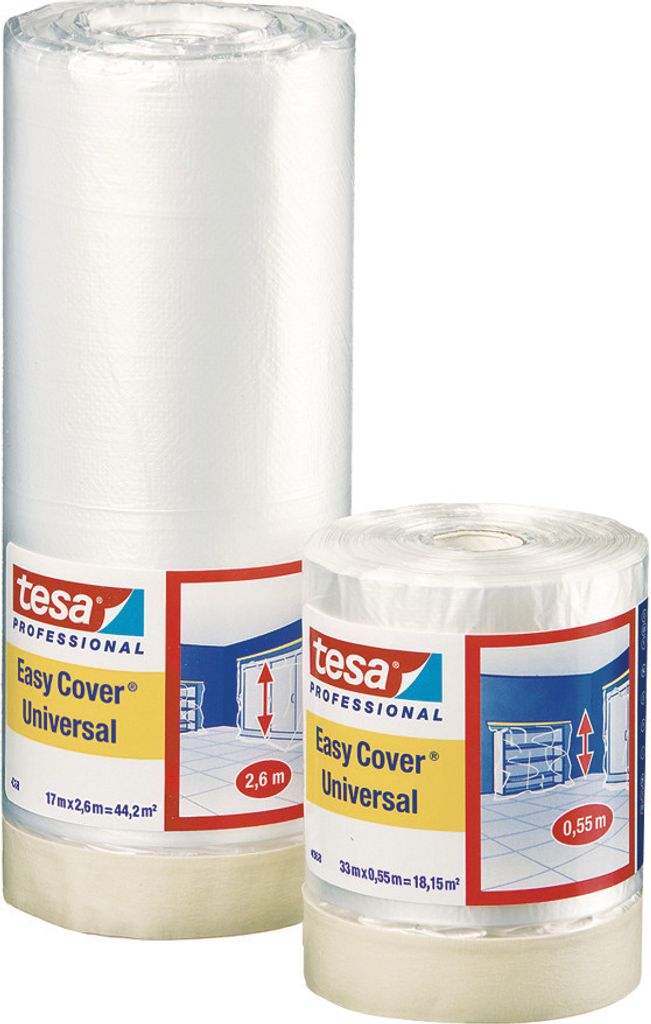 TESA-Easy Cover Abdeckfolie mit Malerkrepp 33 m Schutzfolie Abdeckband