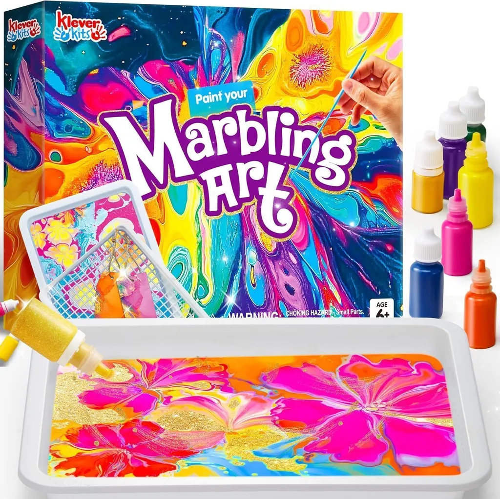 Kit de Peinture sur Eau Marbrage Créatif pour Enfant de 6 à 12 ans