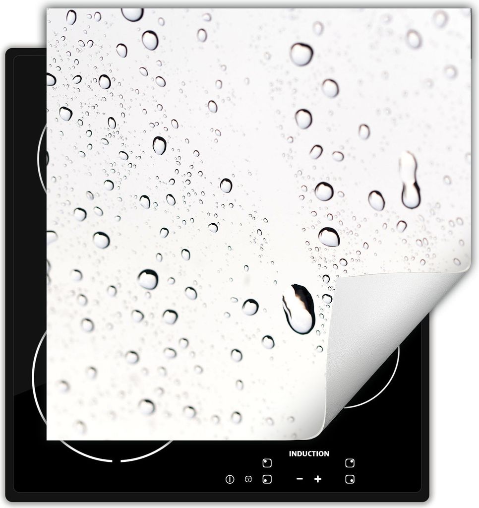 DarHaus Herdabdeckplatte 50x52 cm Anti Rutsch Matte Aufrollbar, weiß - Tropfen