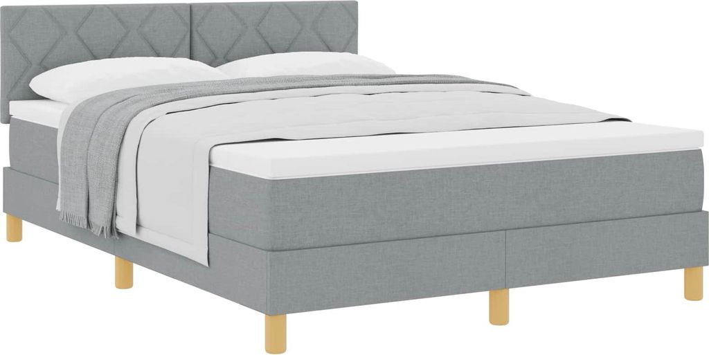 Boxspringbett mit Kissen Hellgrau 160 x 200 cm Stoff
