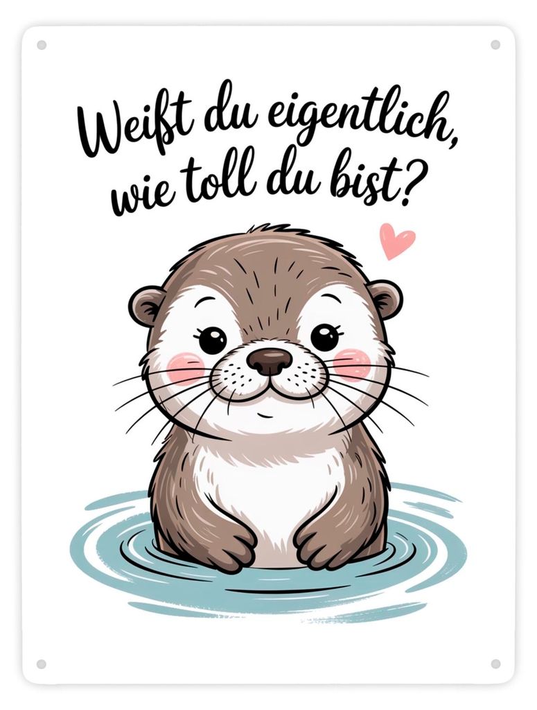 Otter Metallschild XXL in 28x38 cm - weißt du eigentlich, wie toll du bist?