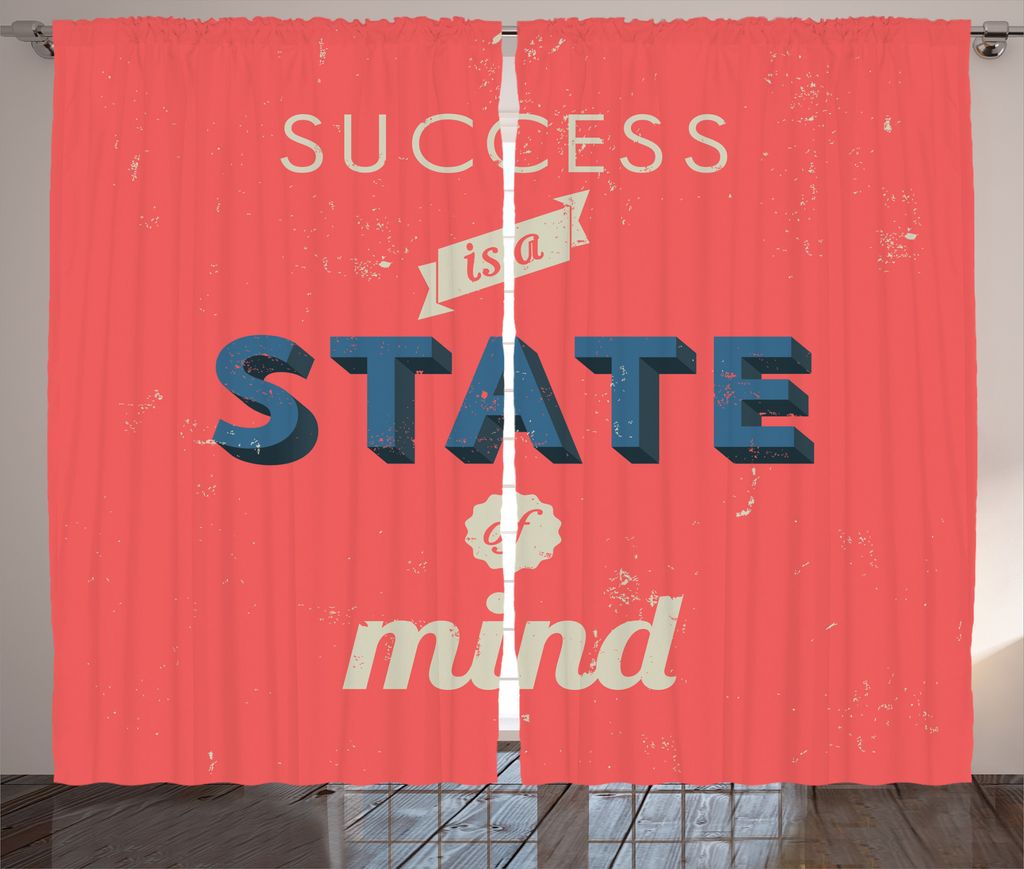 ABAKUHAUS Retro Rustikaler Gardine, Erfolg Motivierend Wörter, Schlafzimmer Kräuselband Vorhang mit Schlaufen und Haken, 280 x 175 cm, Anthrazit ...