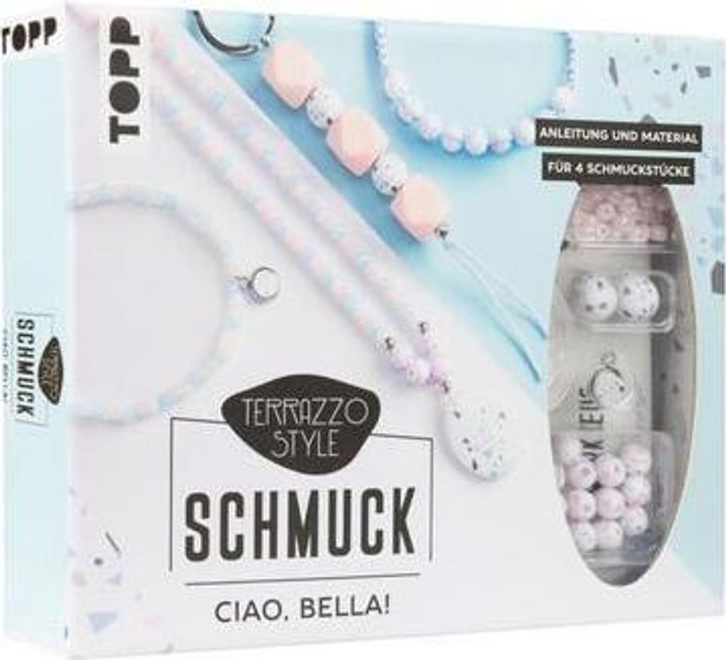 Terrazzo-Schmuckset Ciao, Bella! (pastellig/ Blau)
