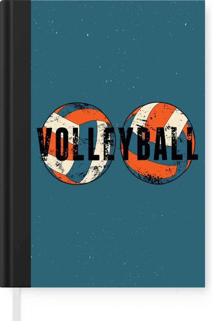 MuchoWow Notizbuch Tagebuch Haushaltsbuch Notebook A5 Volleyball Illustration mit Zitat "Volleyball" auf dunklem Hintergrund - Notizblock - Notiz...