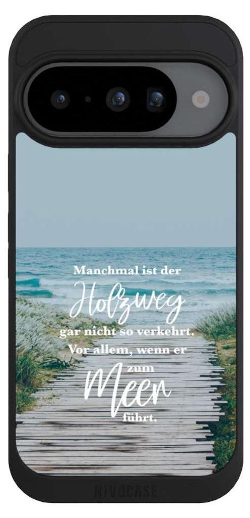 NIVOCASE Handyhülle für Google Pixel 10 Hülle NIVOpure Case Schwarz Statement Strand Spruch